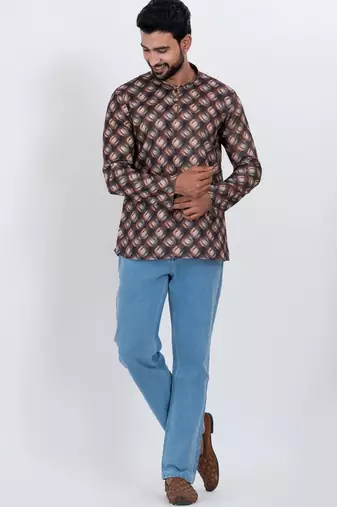 digital print cotton multicolor short kurta