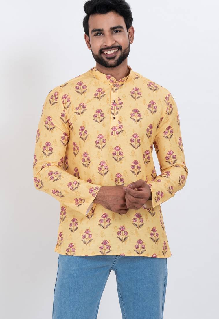 digital print cotton multicolor short kurta