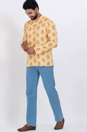 digital print cotton multicolor short kurta