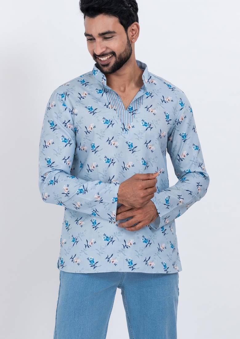 digital print cotton multicolor short kurta