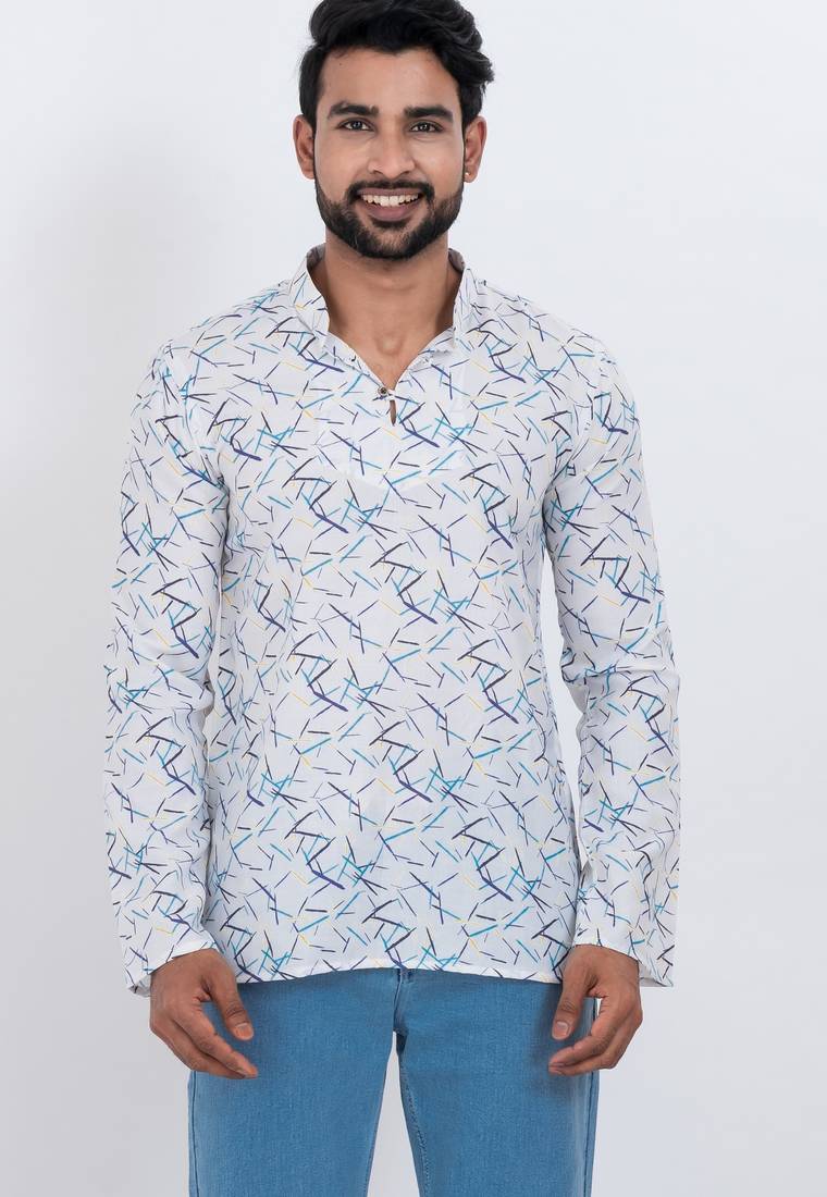 digital print cotton multicolor short kurta