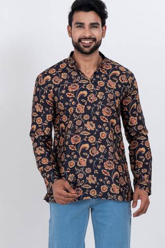 digital print cotton multicolor short kurta