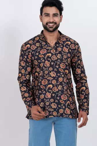 digital print cotton multicolor short kurta
