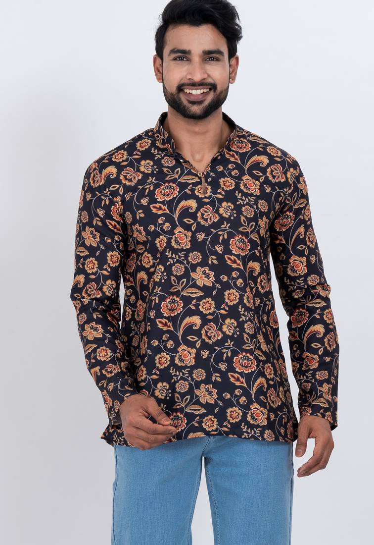 digital print cotton multicolor short kurta