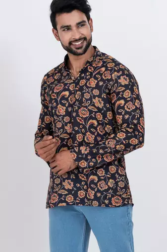 digital print cotton multicolor short kurta