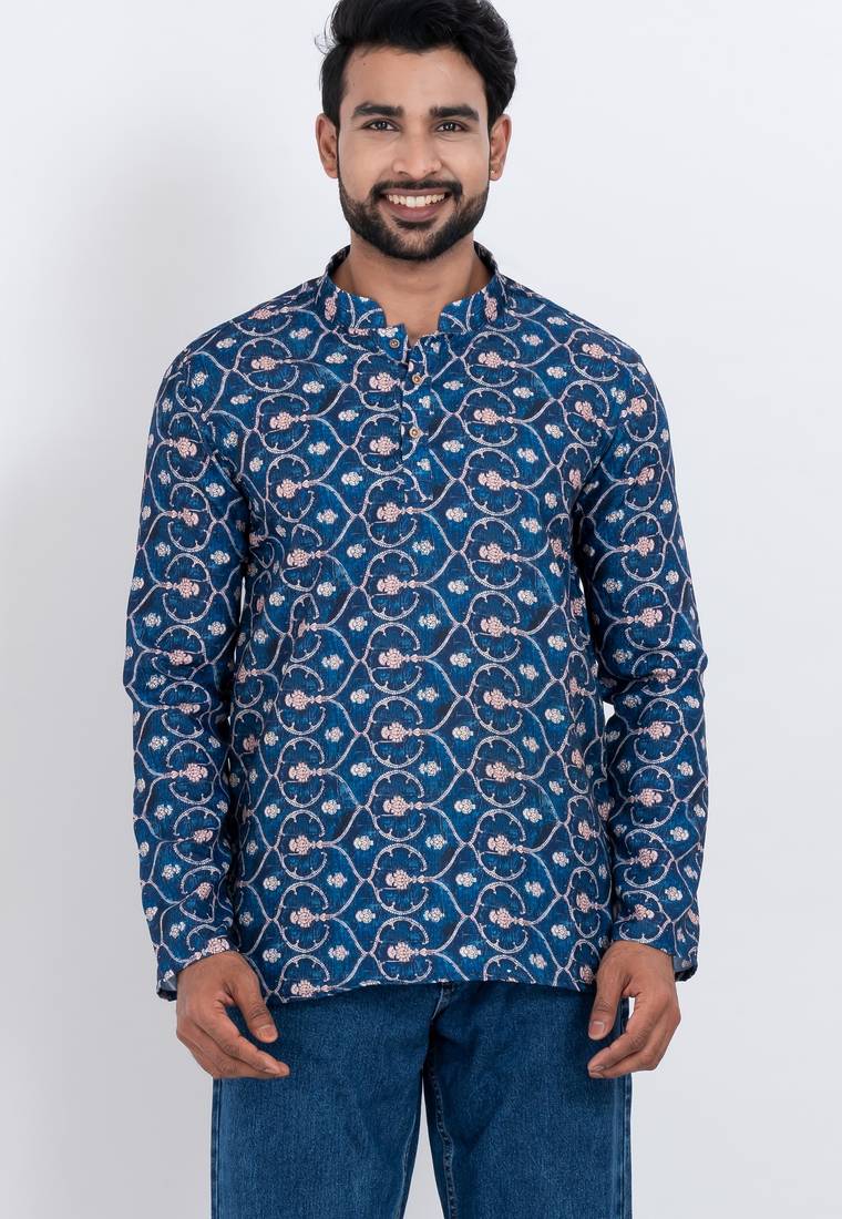digital print cotton multicolor short kurta