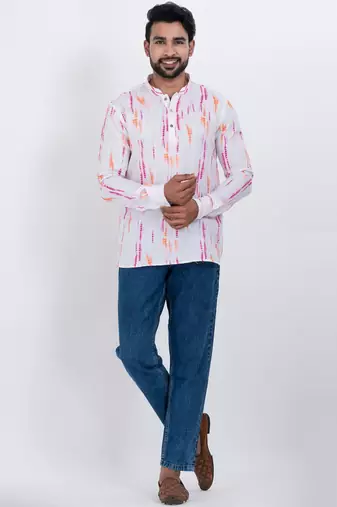 digital print cotton multicolor short kurta