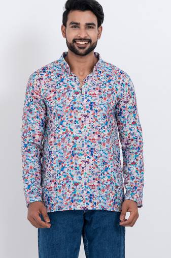 digital print cotton multicolor short kurta