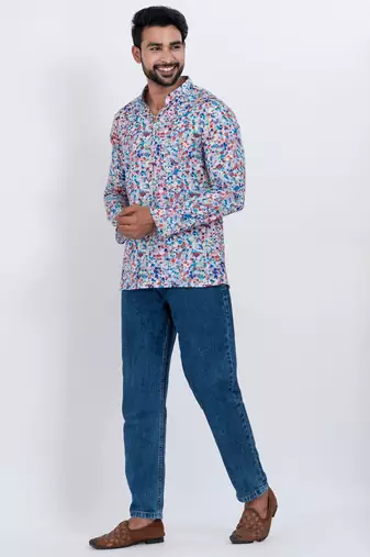 digital print cotton multicolor short kurta