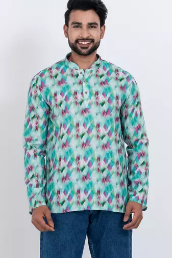 digital print cotton multicolor short kurta