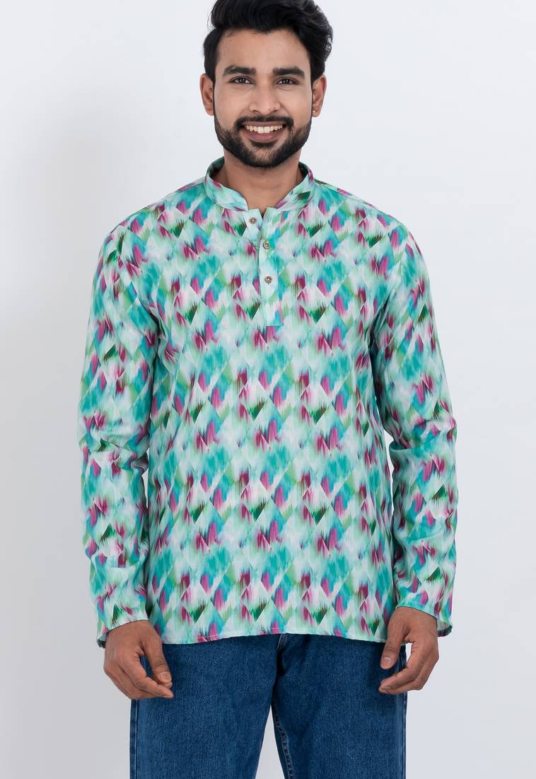 digital print cotton multicolor short kurta