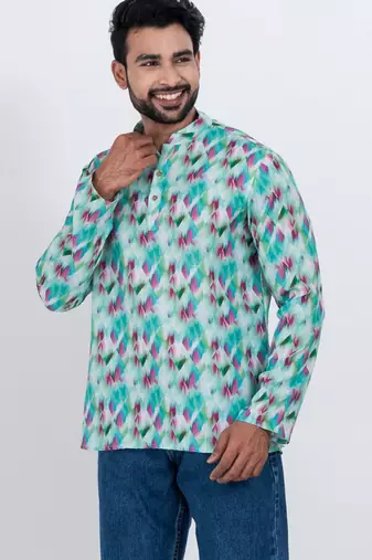 digital print cotton multicolor short kurta