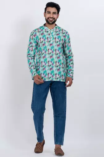 digital print cotton multicolor short kurta