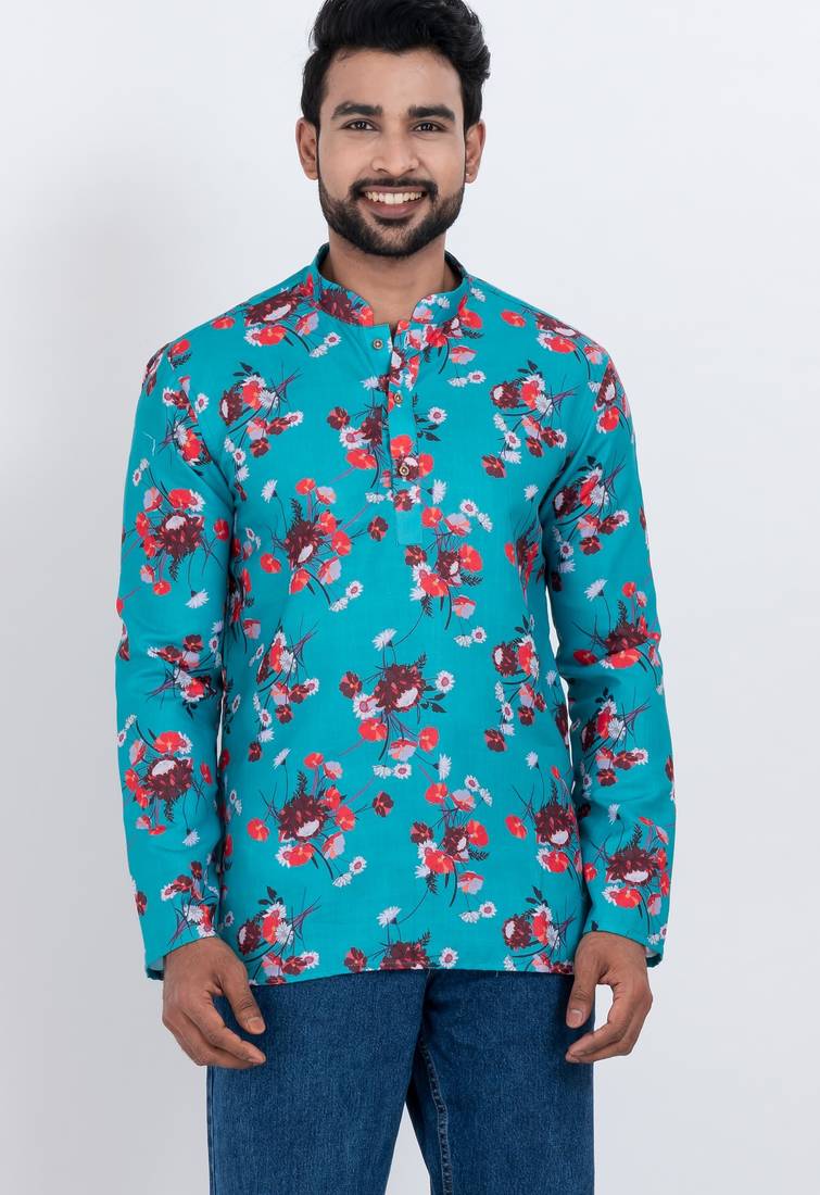 digital print cotton multicolor short kurta