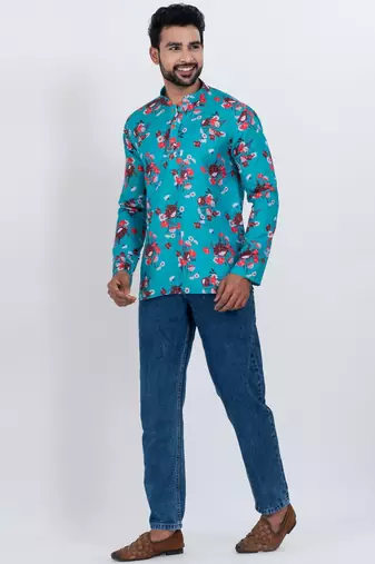 digital print cotton multicolor short kurta