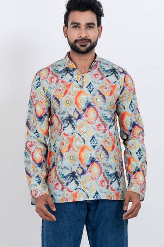 digital print cotton multicolor short kurta