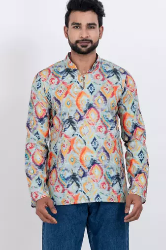 digital print cotton multicolor short kurta