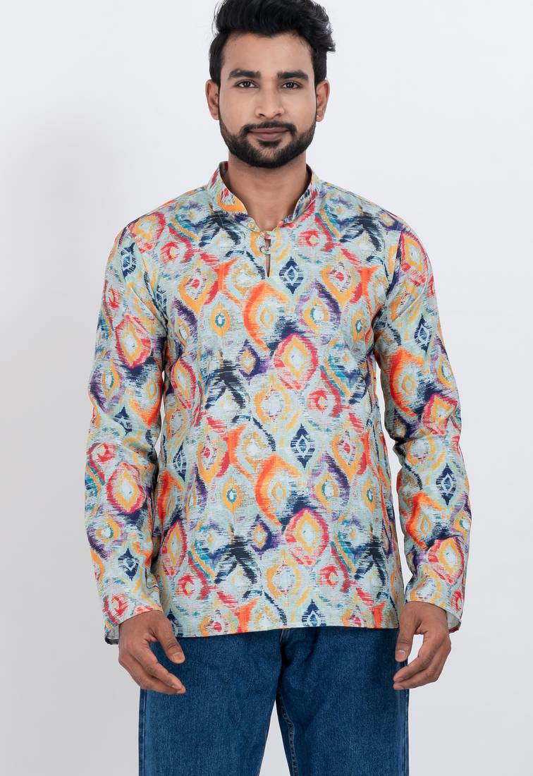 digital print cotton multicolor short kurta