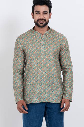 digital print cotton multicolor short kurta