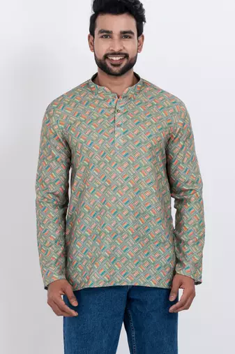 digital print cotton multicolor short kurta