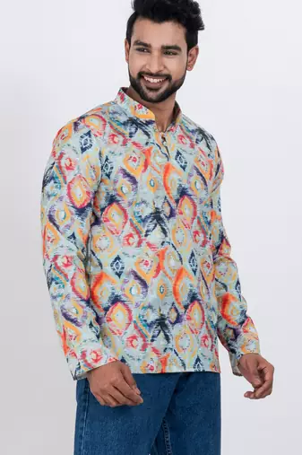 digital print cotton multicolor short kurta