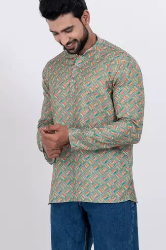 digital print cotton multicolor short kurta