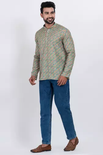 digital print cotton multicolor short kurta