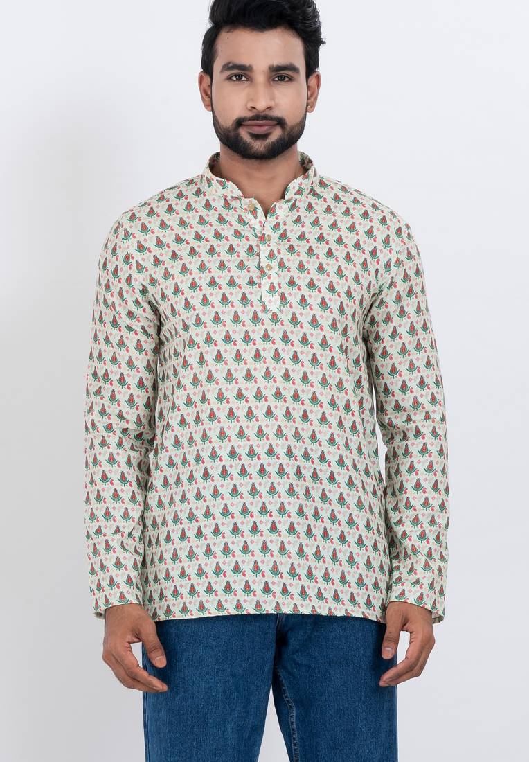 digital print cotton multicolor short kurta