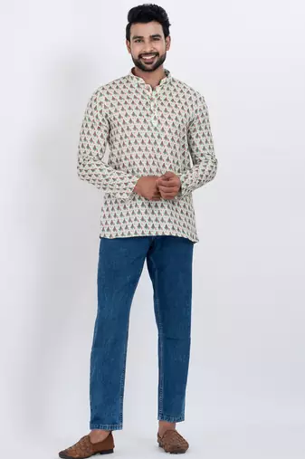 digital print cotton multicolor short kurta