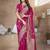 Pink designer paithani silk saree with rich weaving, temple border & heavy pallu
