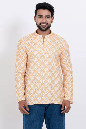 Rooted libaas digital print cotton multicolor short kurta