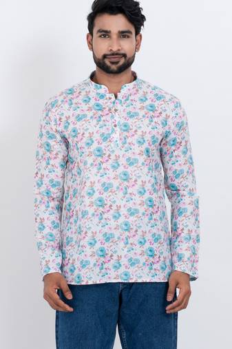 digital print cotton multicolor short kurta
