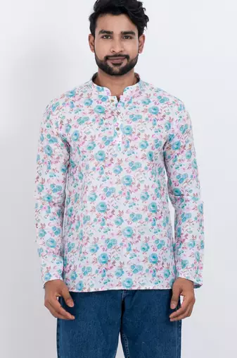 digital print cotton multicolor short kurta