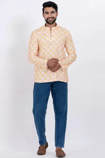 digital print cotton multicolor short kurta