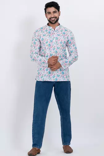 digital print cotton multicolor short kurta