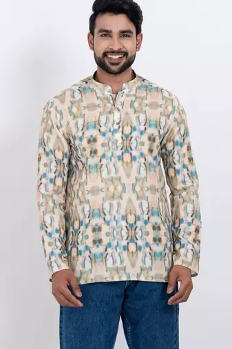 Rooted libaas digital print cotton multicolor short kurta