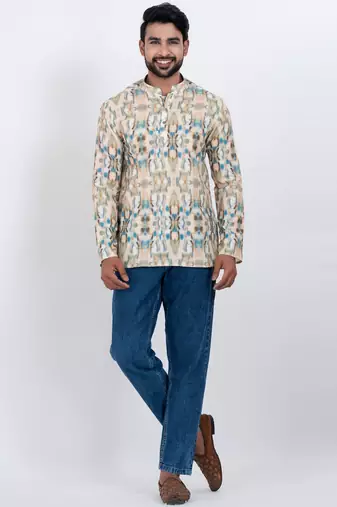 digital print cotton multicolor short kurta