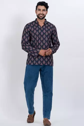 digital print cotton multicolor short kurta