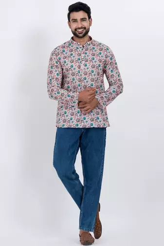 digital print cotton multicolor short kurta