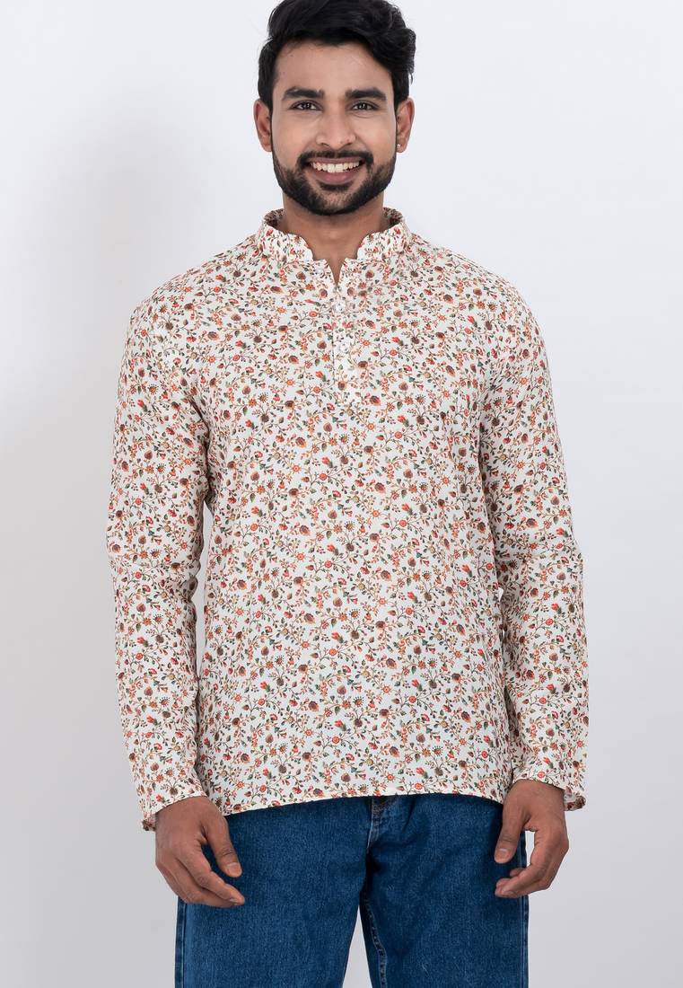 digital print cotton multicolor short kurta