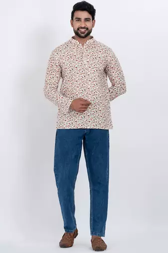 digital print cotton multicolor short kurta