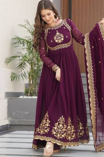 Designer gown is luxury clothing considered to be high quality made by zari thread & sequins embroidery.