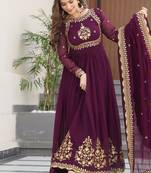 Violet zari thread sequin embroidered anarkali Gown-Free size