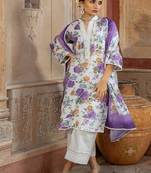 Purple printed suit stunning printed dupatta