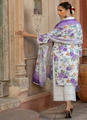 Purple printed suit stunning printed dupatta 2