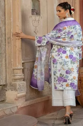 Purple printed suit stunning printed dupatta