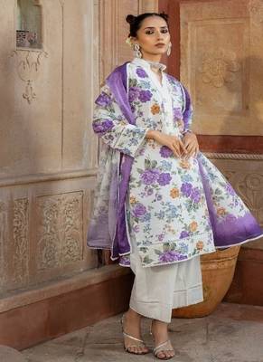 Purple printed suit stunning printed dupatta 4