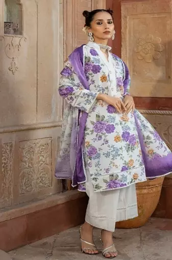 Purple printed suit stunning printed dupatta