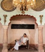 The luxury of our white chikan kari suit