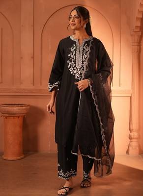 Black lawn embroidered co-ord set 4